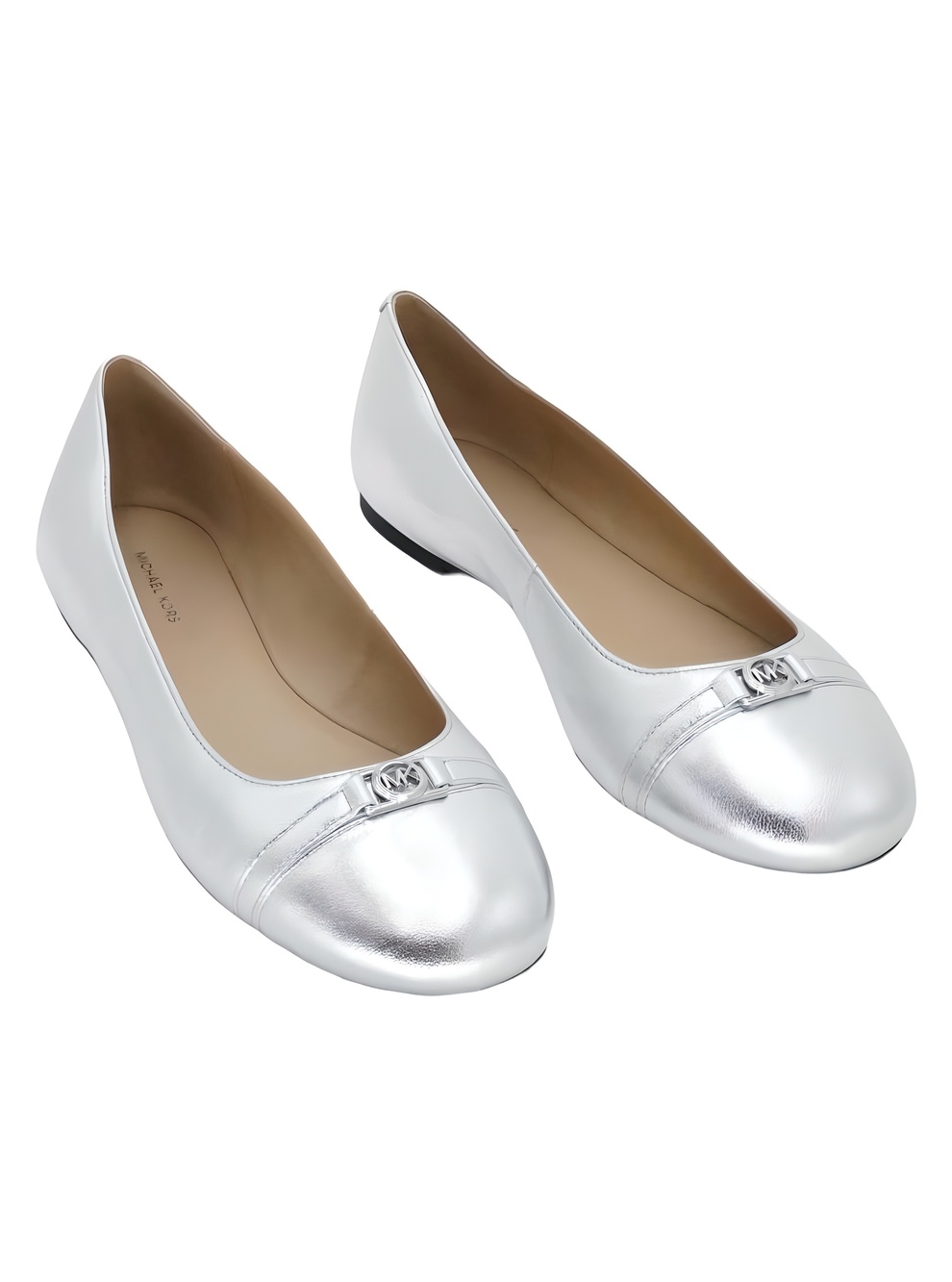 Michael Kors Mandy Ballet Flats Silver Metallic Leather Size 9M